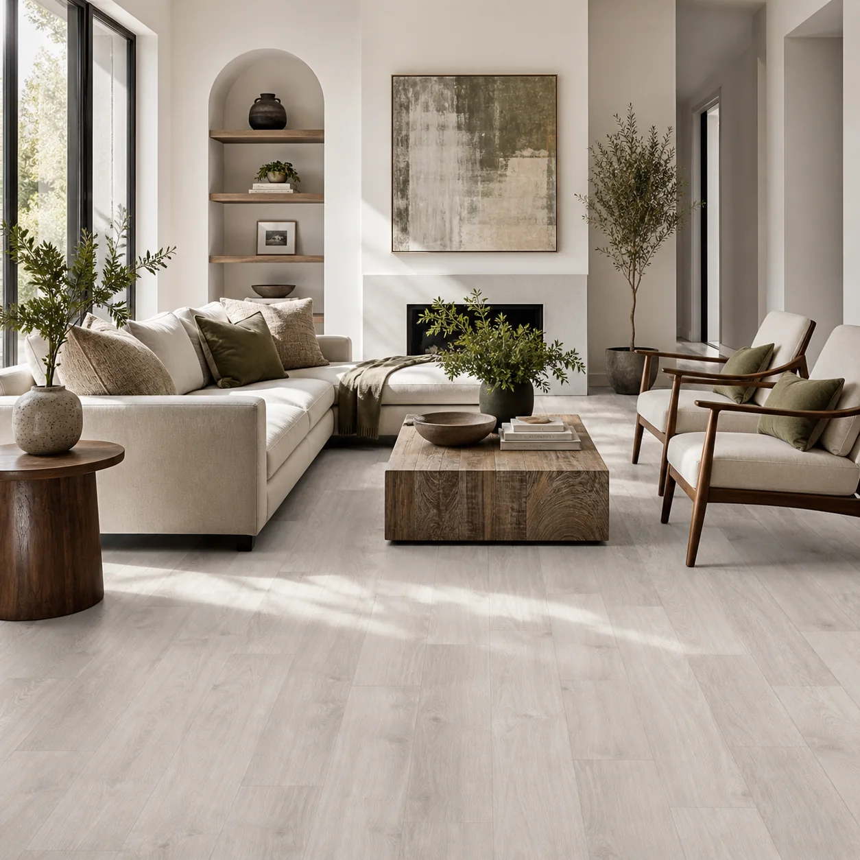 Beach Gray LVP flooring material color sample available from FIR Flooring and Stairs