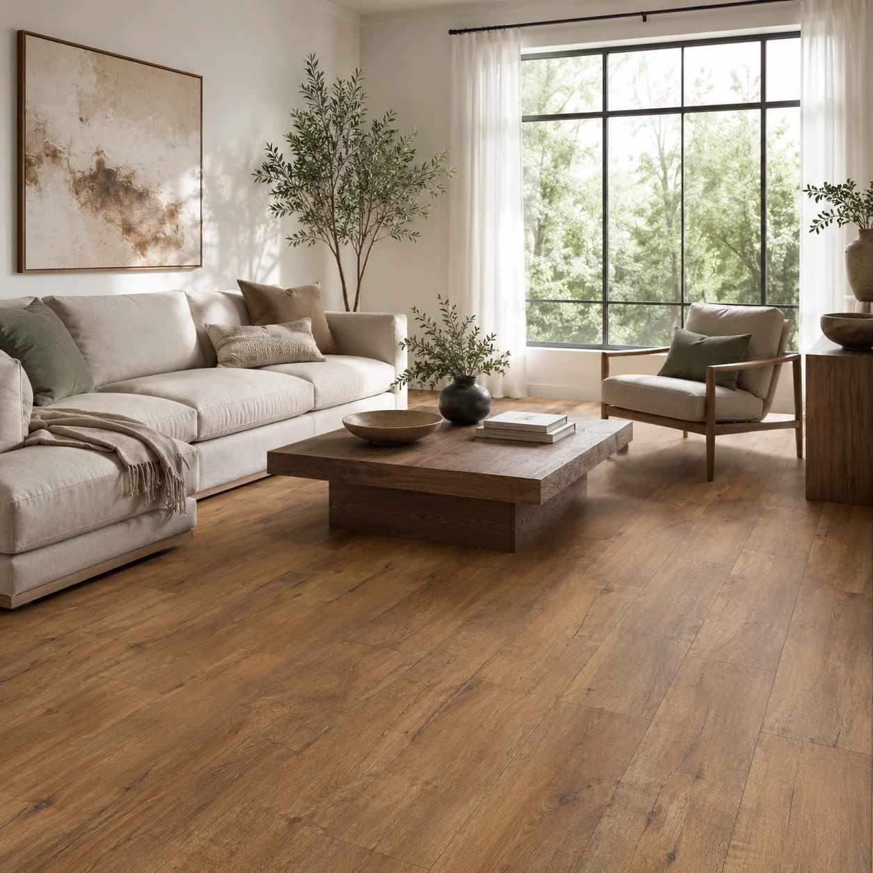 Butterscotch LVP flooring material color sample available from FIR Flooring and Stairs