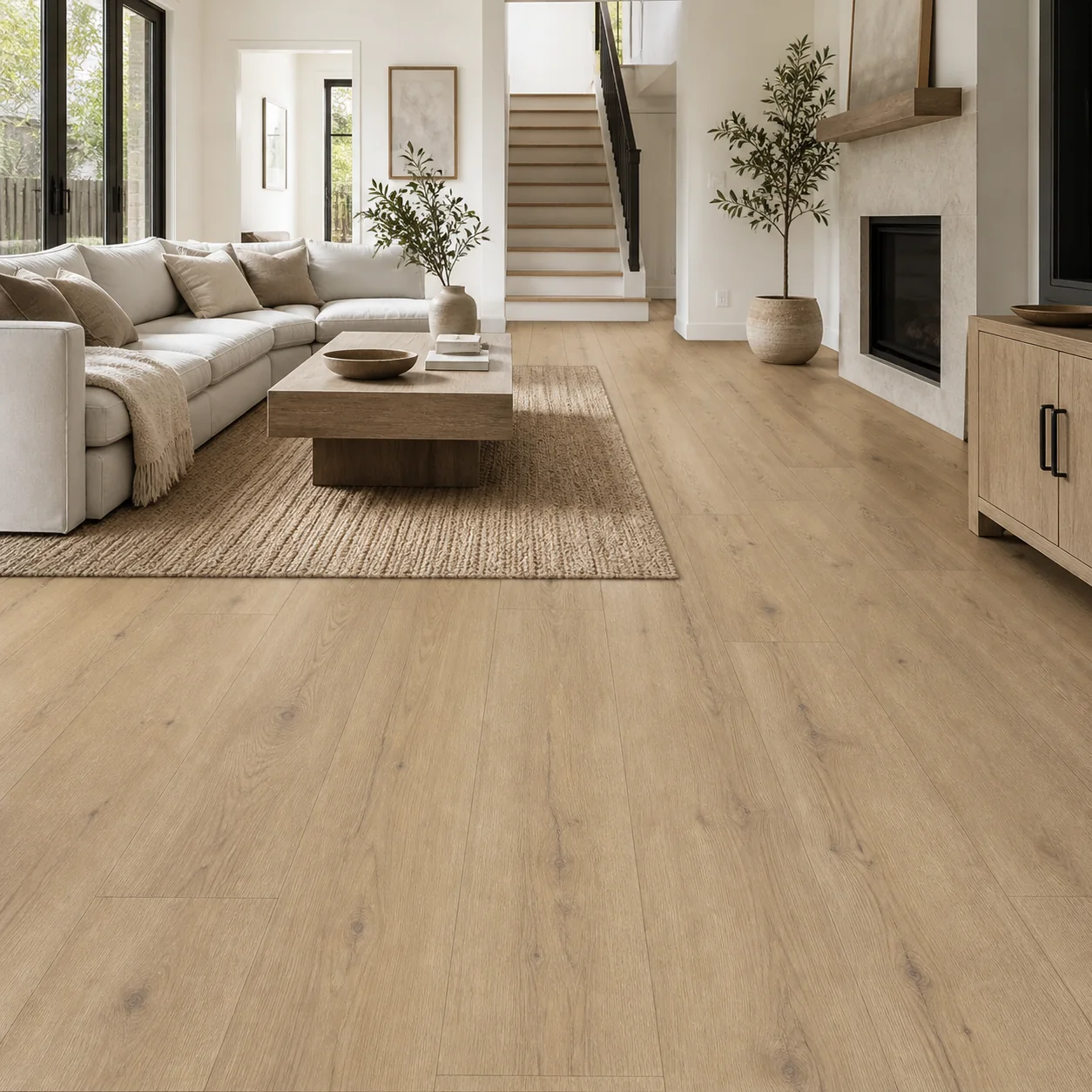 Cedar Tan LVP flooring material color sample available from FIR Flooring and Stairs