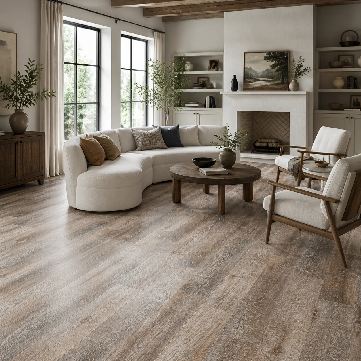 Farmhouse LVP flooring material color sample available from FIR Flooring and Stairs