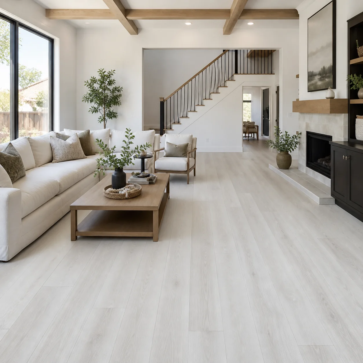 Frost Oak LVP flooring material color sample available from FIR Flooring and Stairs