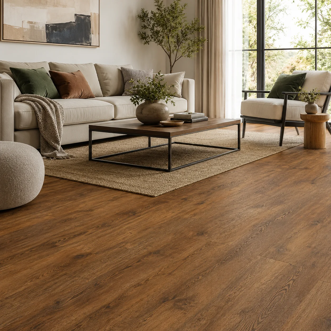 Hazelnut LVP flooring material color sample available from FIR Flooring and Stairs