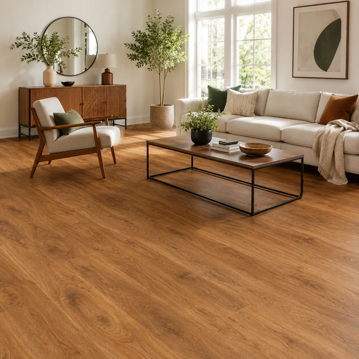 Medium Oak LVP flooring material color sample available from FIR Flooring and Stairs
