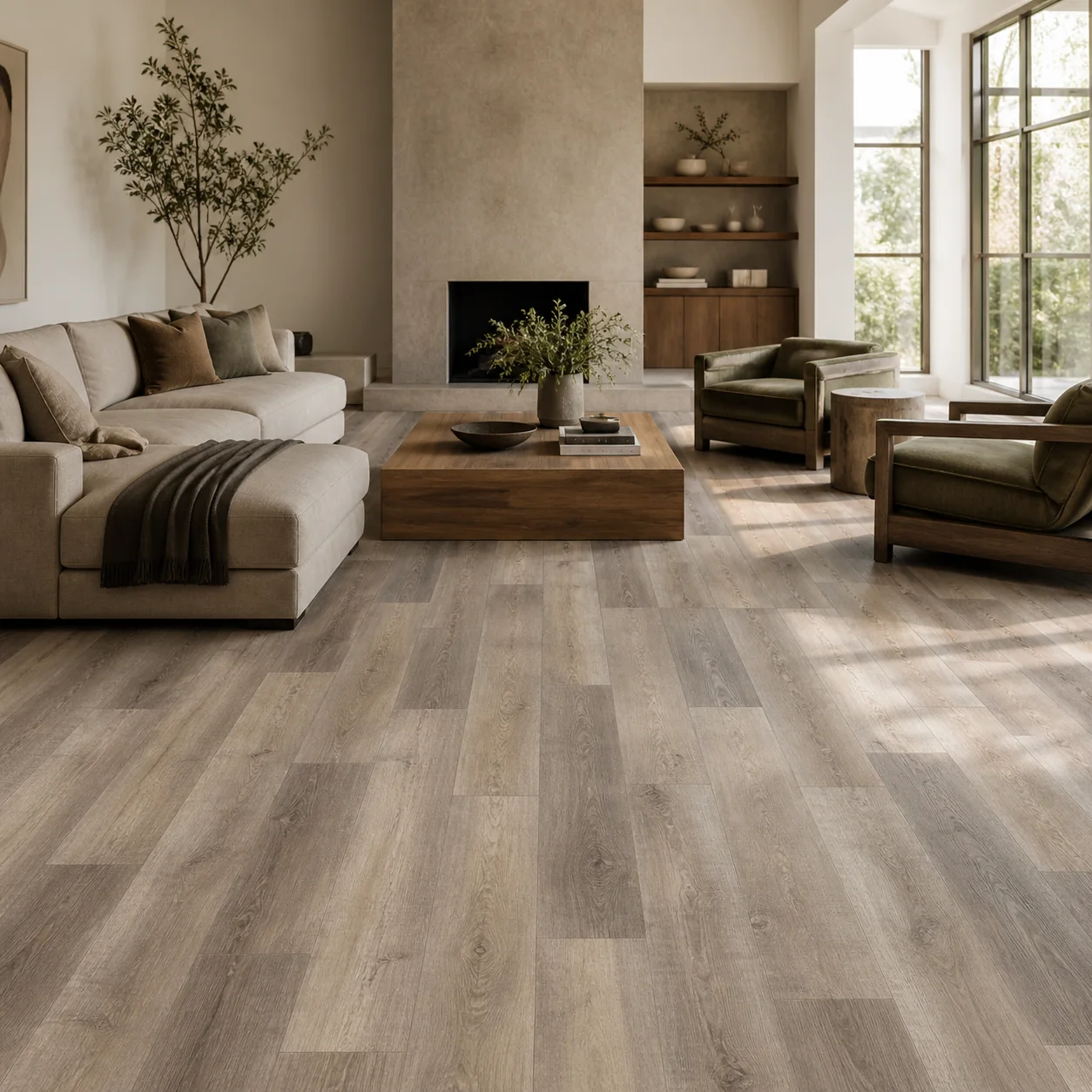 Natural Birch LVP flooring material color sample available from FIR Flooring and Stairs