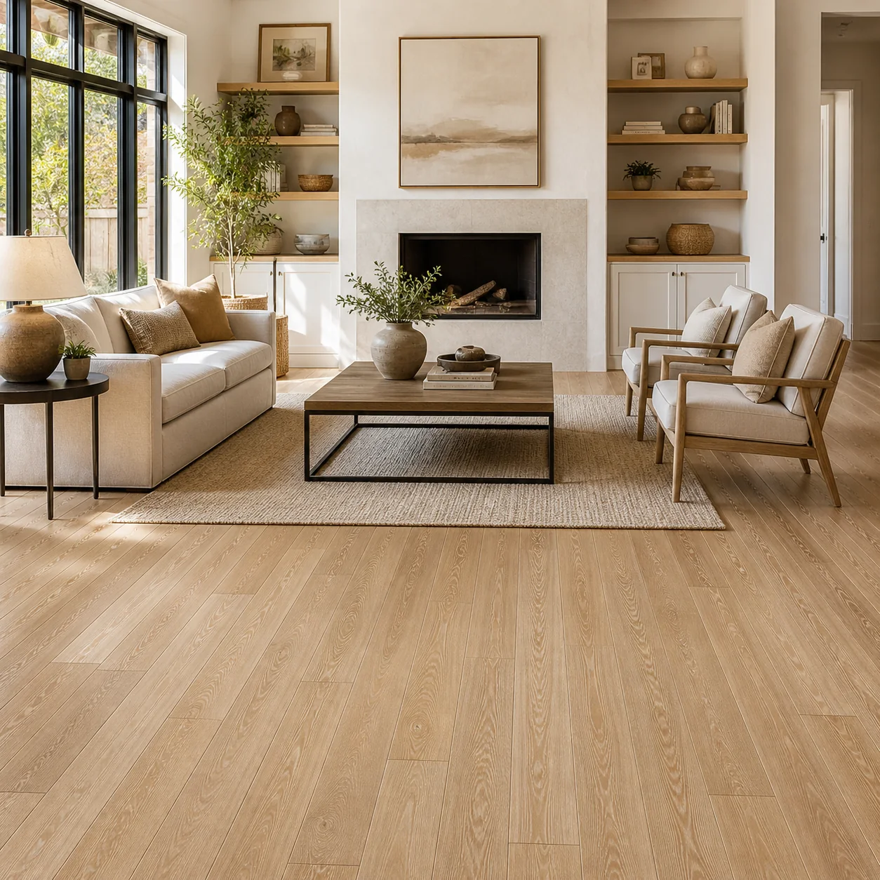 Toffee Oak LVP flooring material color sample available from FIR Flooring and Stairs