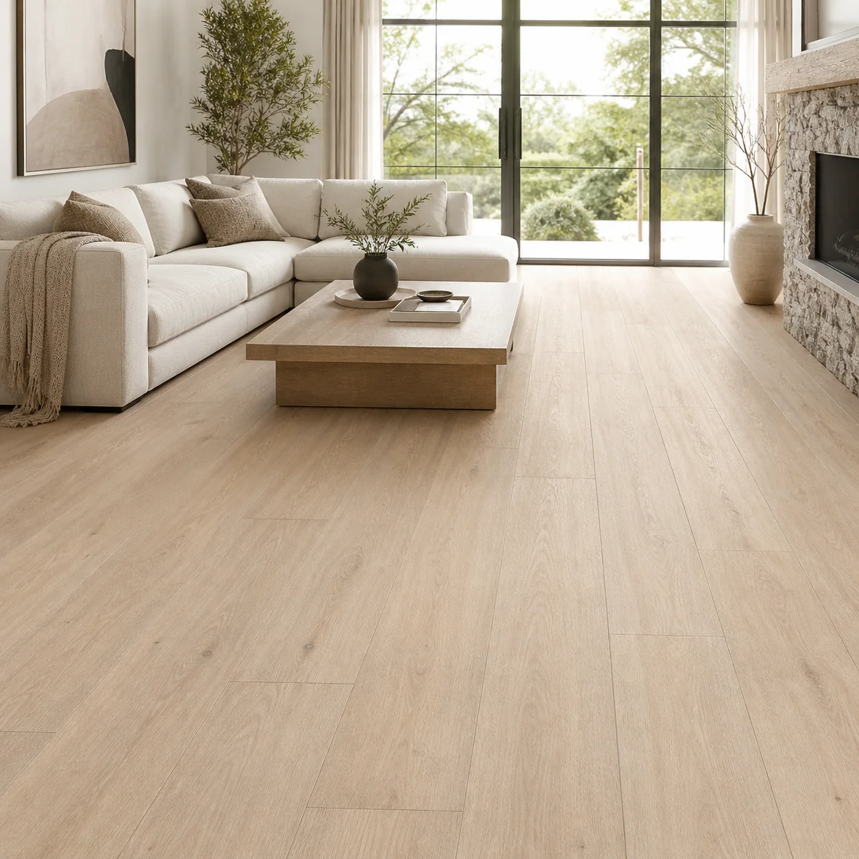 Vanila Oak LVP flooring material color sample available from FIR Flooring and Stairs